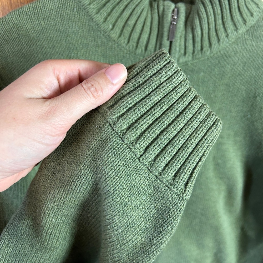 Croft & Barrow Mens Full Zip Sweater Olive Green Mock Neck Ribbed Knit Large - Picture 3 of 11